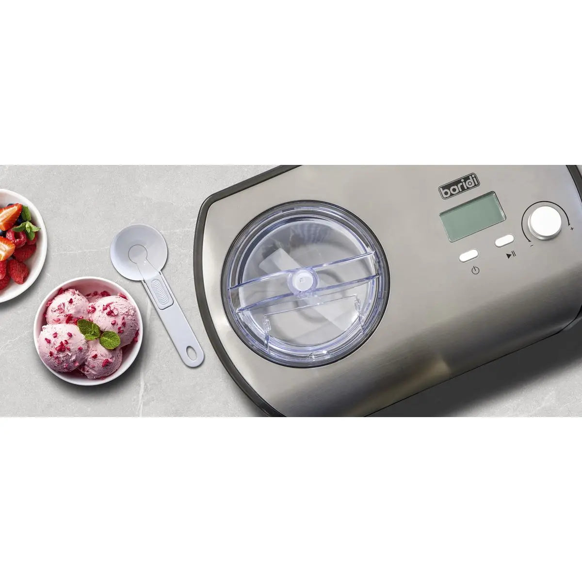 Baridi 1.2L Automatic Churning Ice Cream Machine, Fast Freeze Compressor Cooling White Rose Tools
