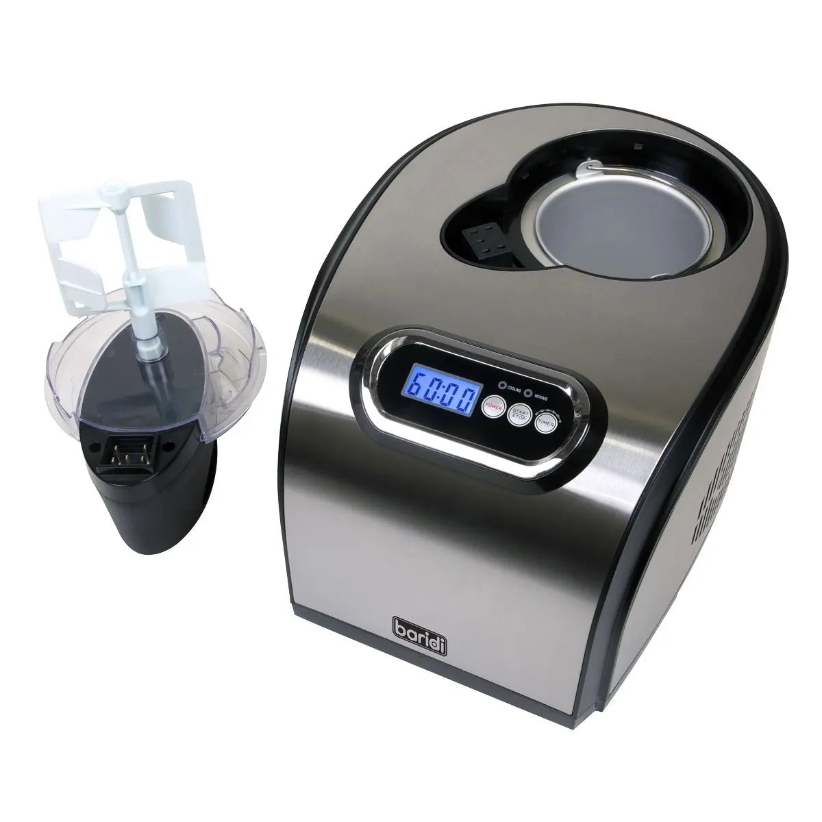 Baridi 1.5L Ice Cream, Gelato & Sorbet Machine with Fast-Freeze Compressor Cooling White Rose Tools