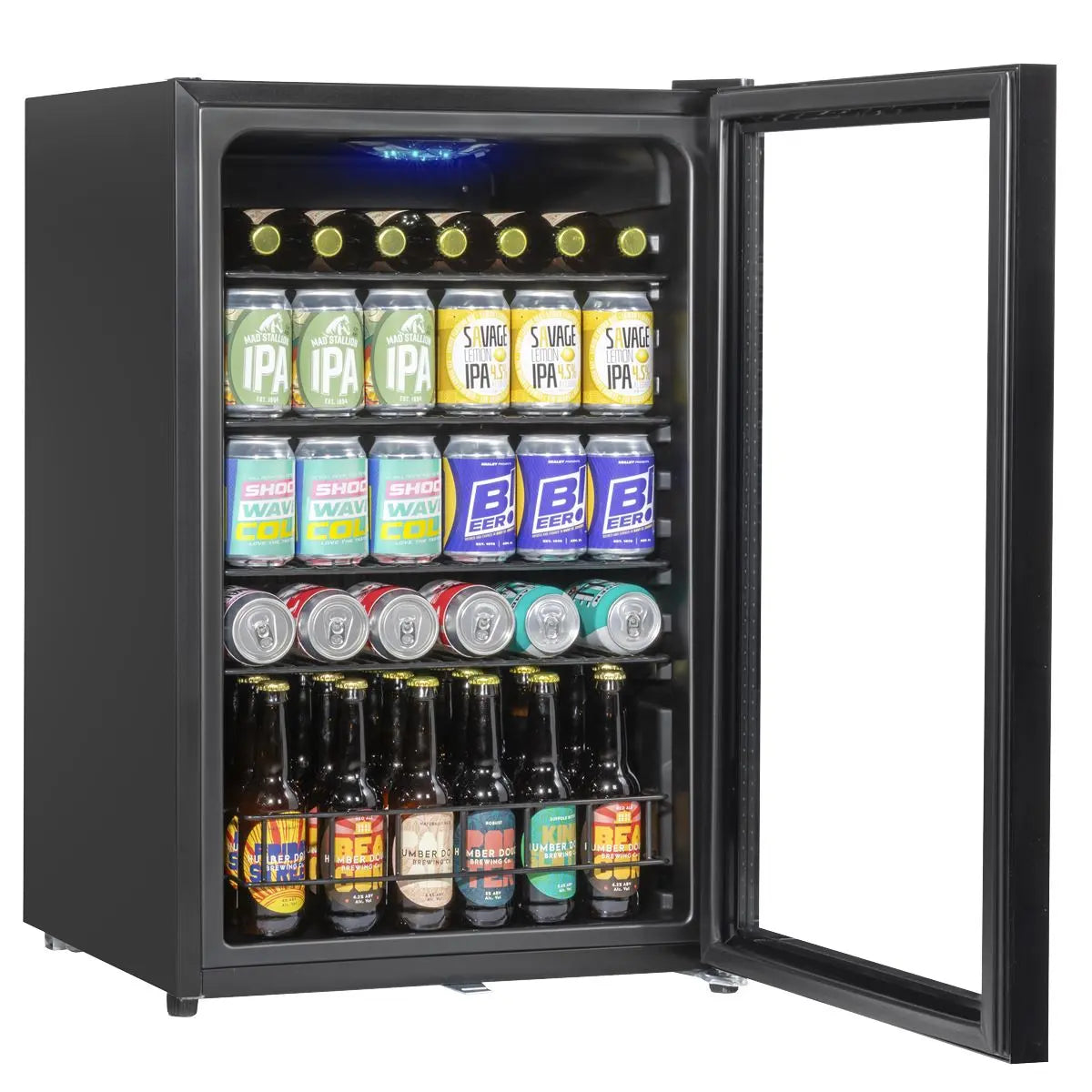 Baridi 115L Under Counter Beer, Drinks & Wine Fridge, Lock, LED Light  White Rose Tools