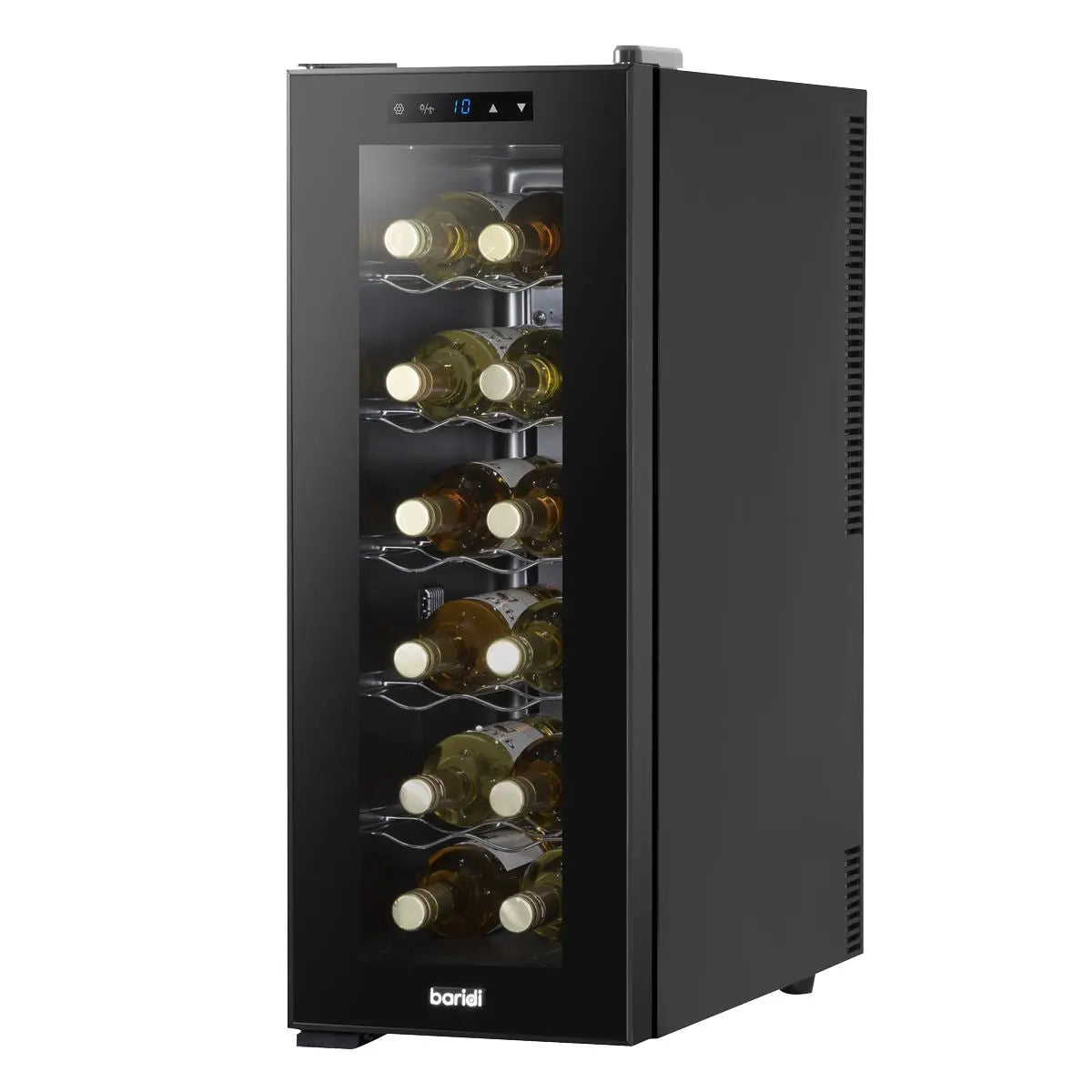 Baridi 12 Bottle Wine Cooler with Digital Touchscreen Controls & LED Light, Black  White Rose Tools