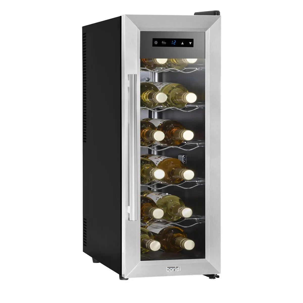 Baridi 12 Bottle Wine Cooler with Digital Touchscreen Controls & LED Light, Stainless Steel White Rose Tools