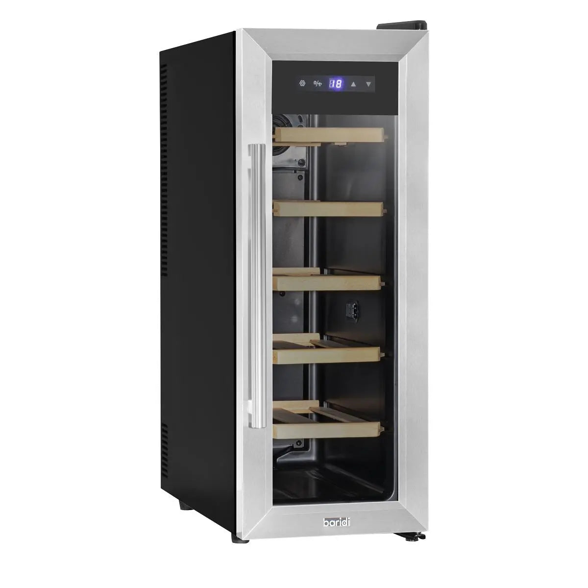 Baridi 12 Bottle Wine Cooler with Digital Touchscreen Controls & LED Light, Stainless Steel  White Rose Tools
