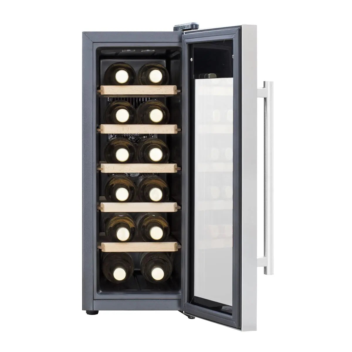 Baridi 12 Bottle Wine Cooler with Digital Touchscreen Controls & LED Light, Stainless Steel  White Rose Tools