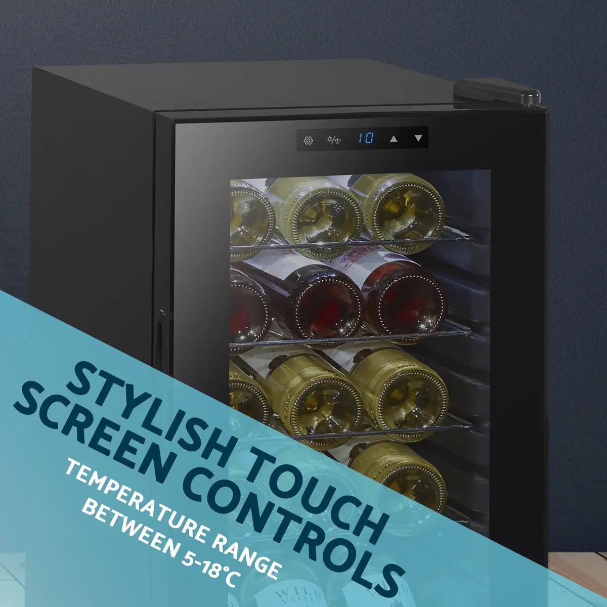 Baridi 15 Bottle Wine Fridge with Digital Touchscreen Controls & LED Light, Black  White Rose Tools