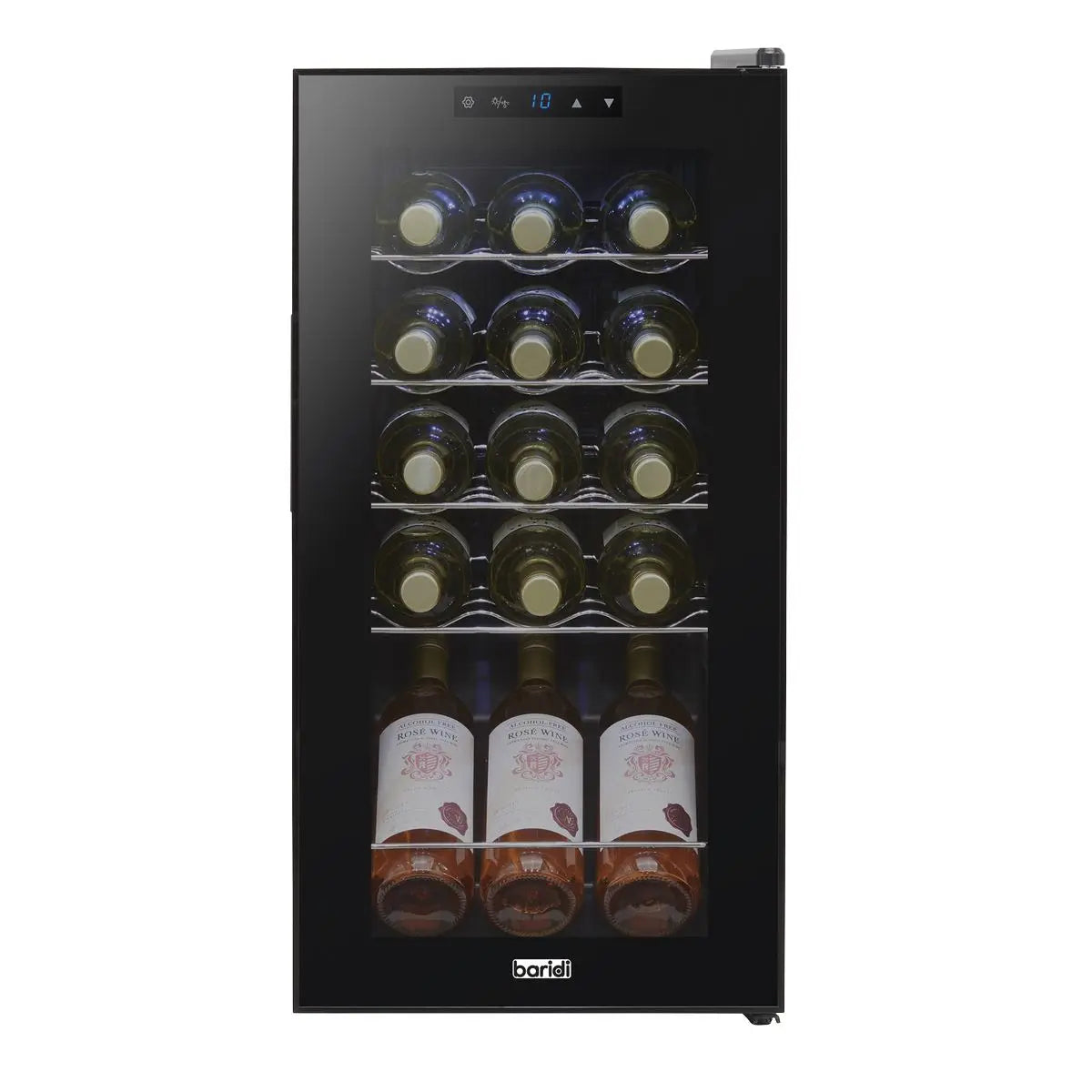 Baridi 15 Bottle Wine Fridge with Digital Touchscreen Controls & LED Light, Black  White Rose Tools