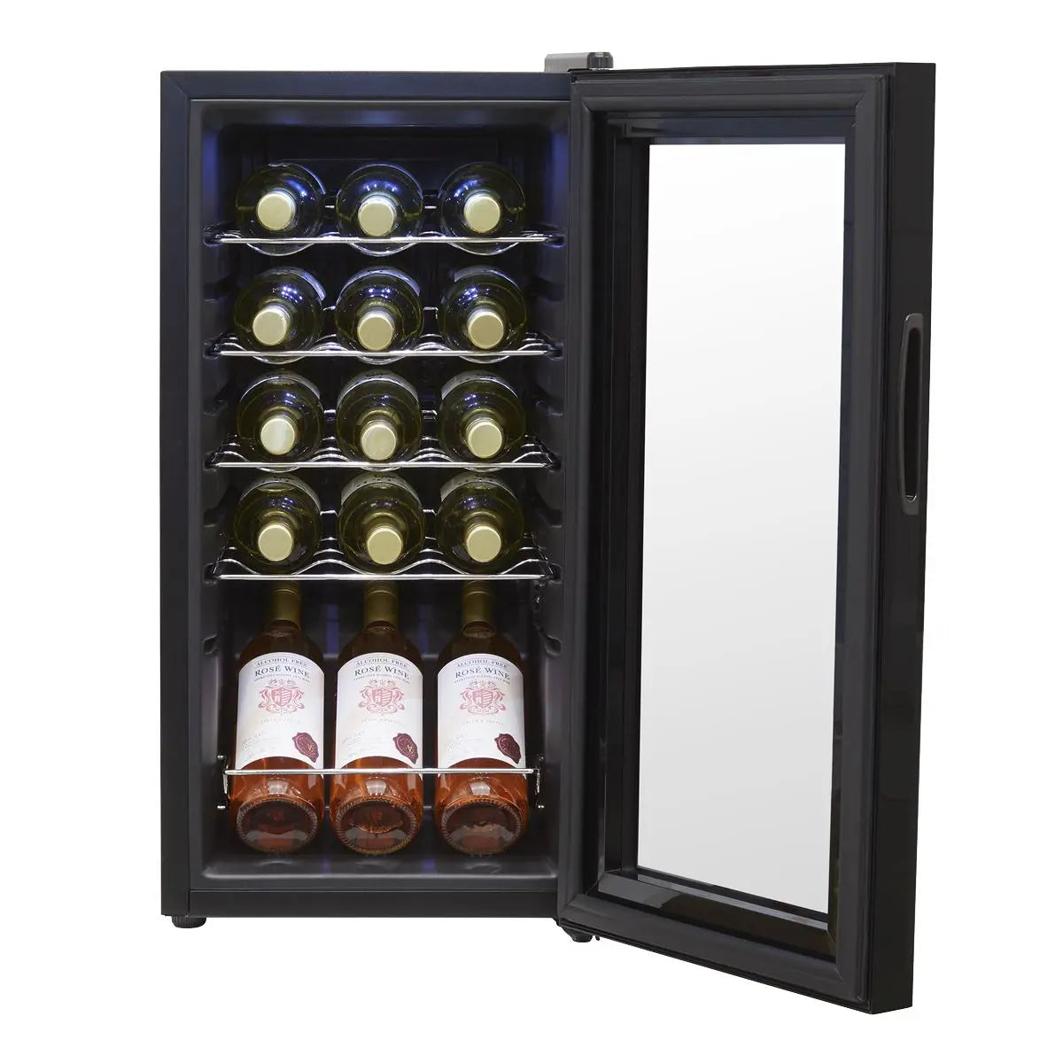 Baridi 15 Bottle Wine Fridge with Digital Touchscreen Controls & LED Light, Black  White Rose Tools