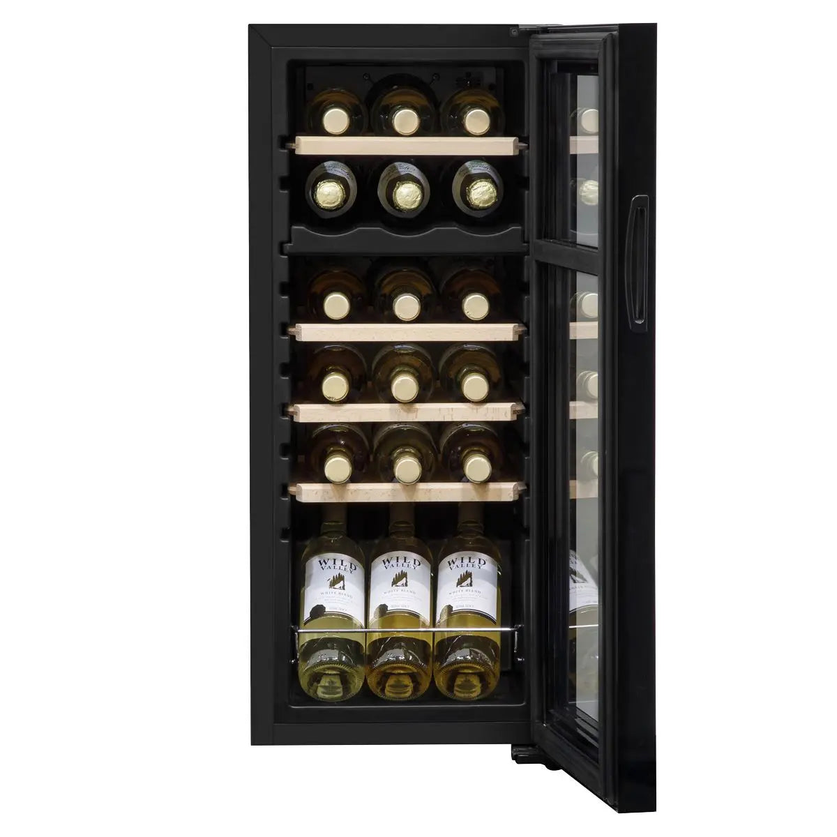 Baridi 18 Bottle Dual Zone Wine Cooler, Fridge with Digital Touchscreen Controls, Wooden Shelves & LED Light, Black  White Rose Tools