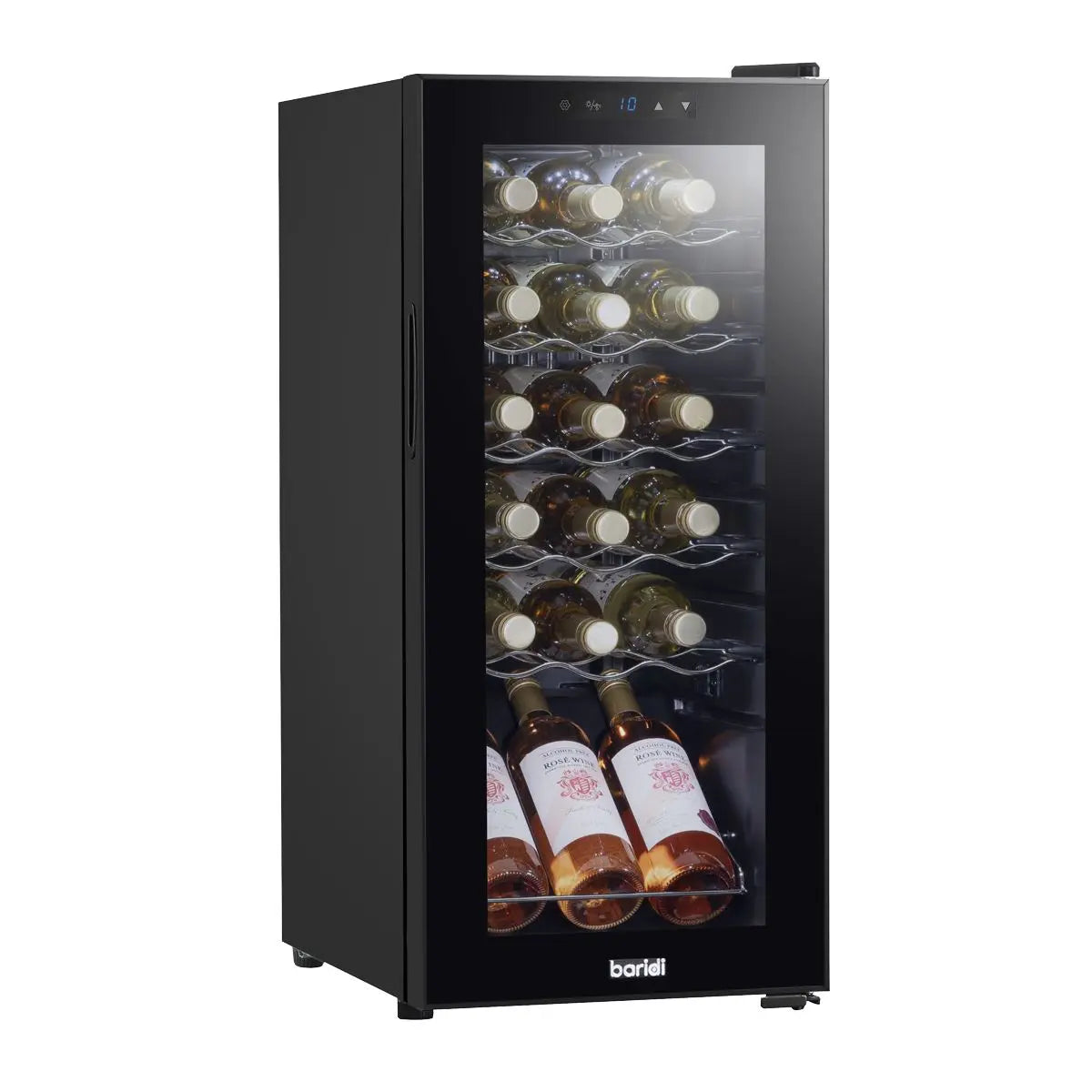 Baridi 18 Bottle Wine Fridge with Digital Touchscreen Controls & LED Light, Black White Rose Tools