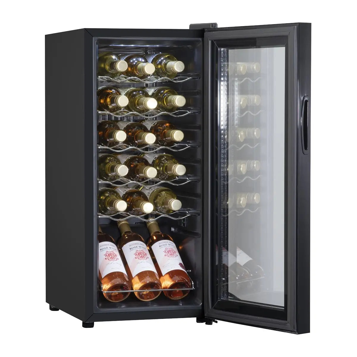 Baridi 18 Bottle Wine Fridge with Digital Touchscreen Controls & LED Light, Black White Rose Tools