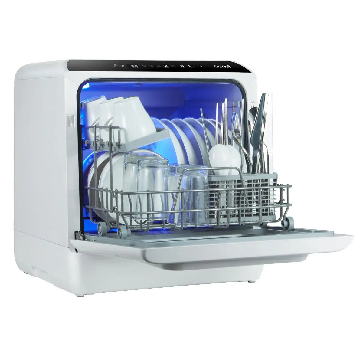 Baridi 2-4 Place Settings Mini Portable Tabletop Dishwasher, 5 Wash Functions  White Rose Tools