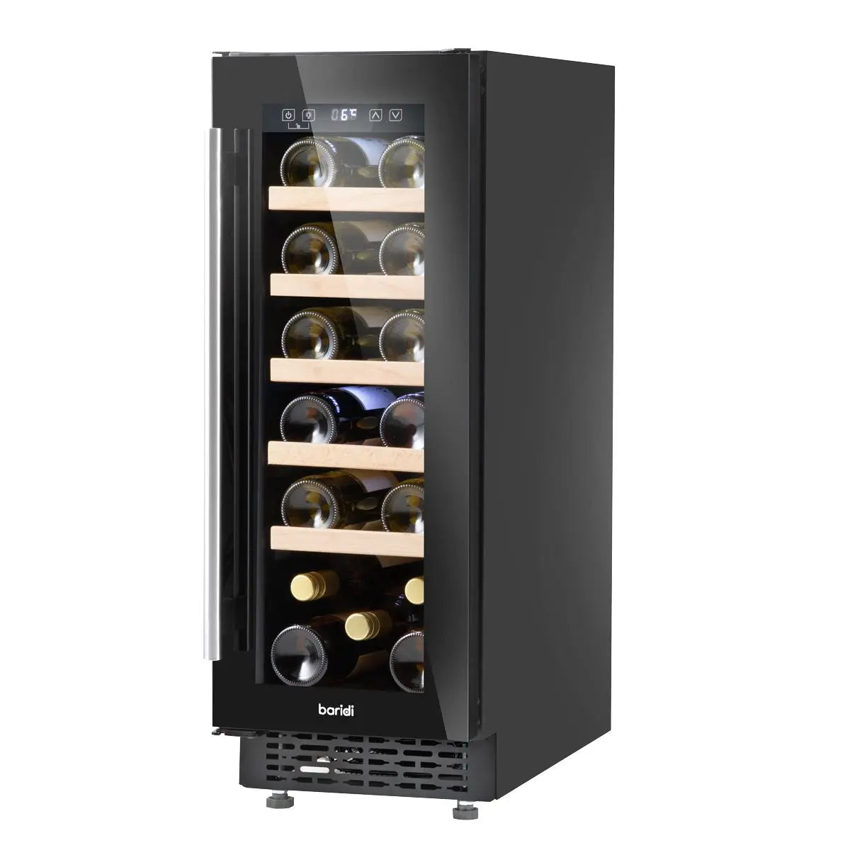 Baridi 20 Bottle Slim 30cm Built-In Wine Cooler, Touchscreen Controls, Black  White Rose Tools