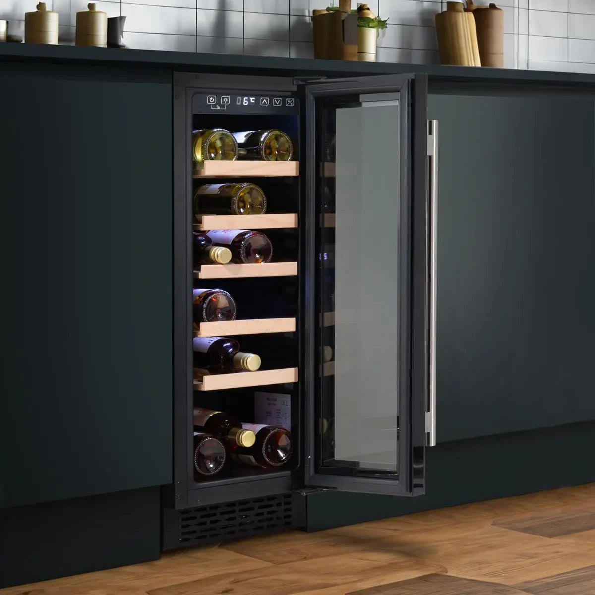 Baridi 20 Bottle Slim 30cm Built-In Wine Cooler, Touchscreen Controls, Black  White Rose Tools