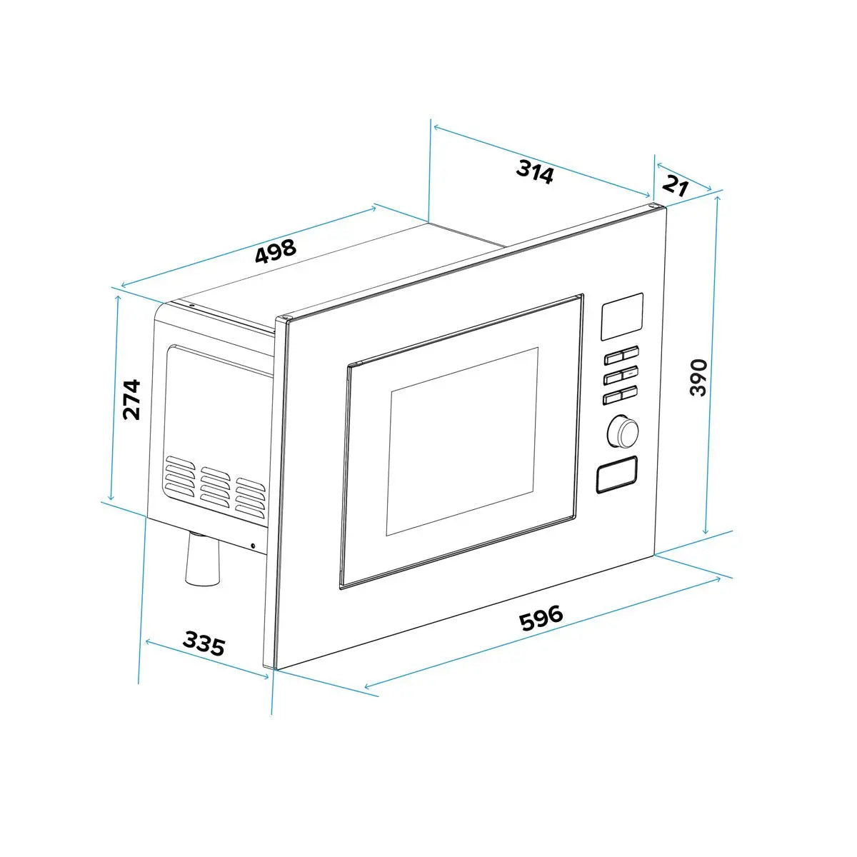 Baridi 25L Integrated Microwave Oven with Grill, 900W, Sensor Touch Controls, Black  White Rose Tools
