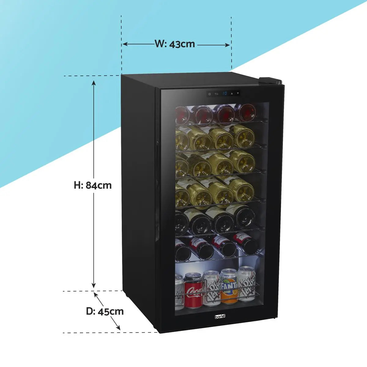 Baridi 28 Bottle Wine Fridge with Digital Touchscreen Controls & LED Light, Black  White Rose Tools