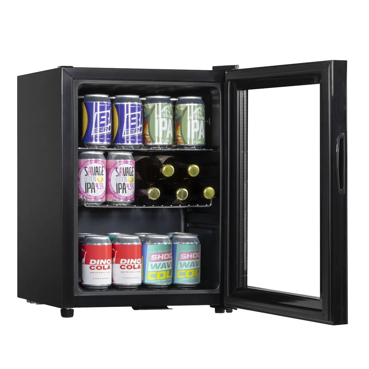Baridi 40L Drinks Mini Fridge with LED Light, Black and Glass Door White Rose Tools