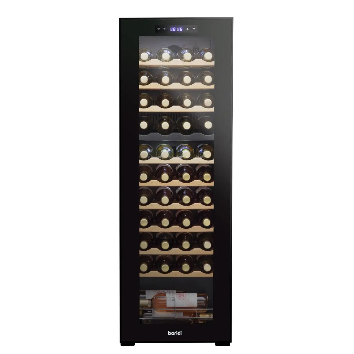 Baridi 44 Bottle Dual Zone Wine Cooler, Fridge with Digital Touchscreen Controls, Wooden Shelves & LED Light, Black  White Rose Tools