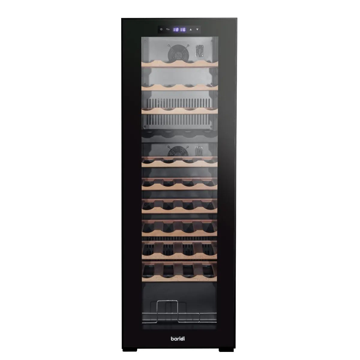 Baridi 44 Bottle Dual Zone Wine Cooler, Fridge with Digital Touchscreen Controls, Wooden Shelves & LED Light, Black  White Rose Tools