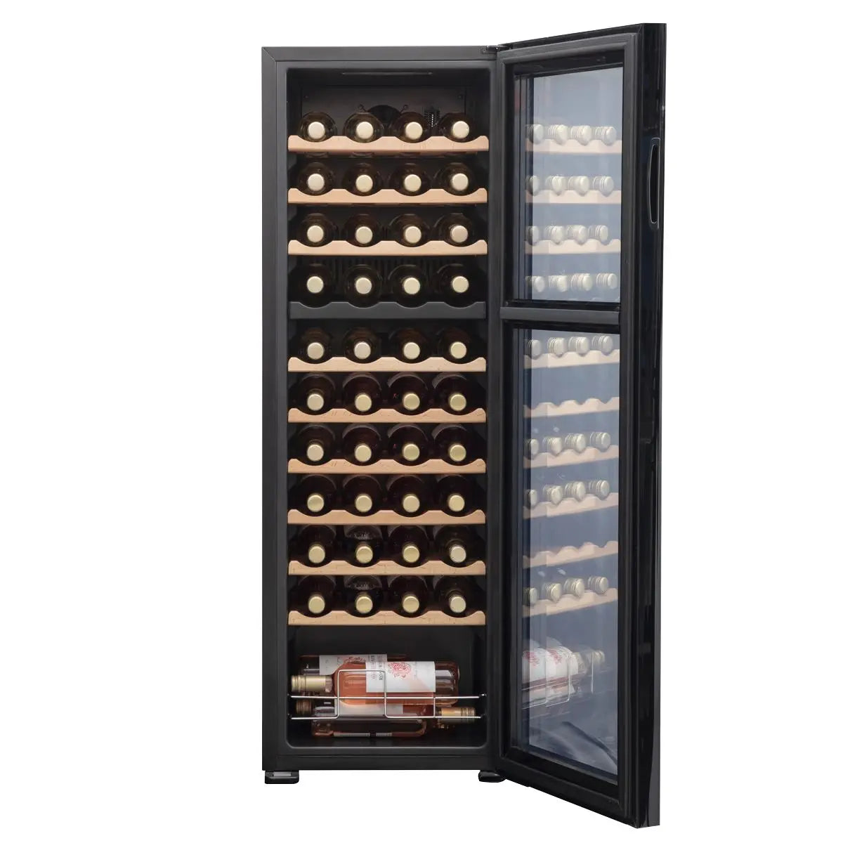 Baridi 44 Bottle Dual Zone Wine Cooler, Fridge with Digital Touchscreen Controls, Wooden Shelves & LED Light, Black  White Rose Tools
