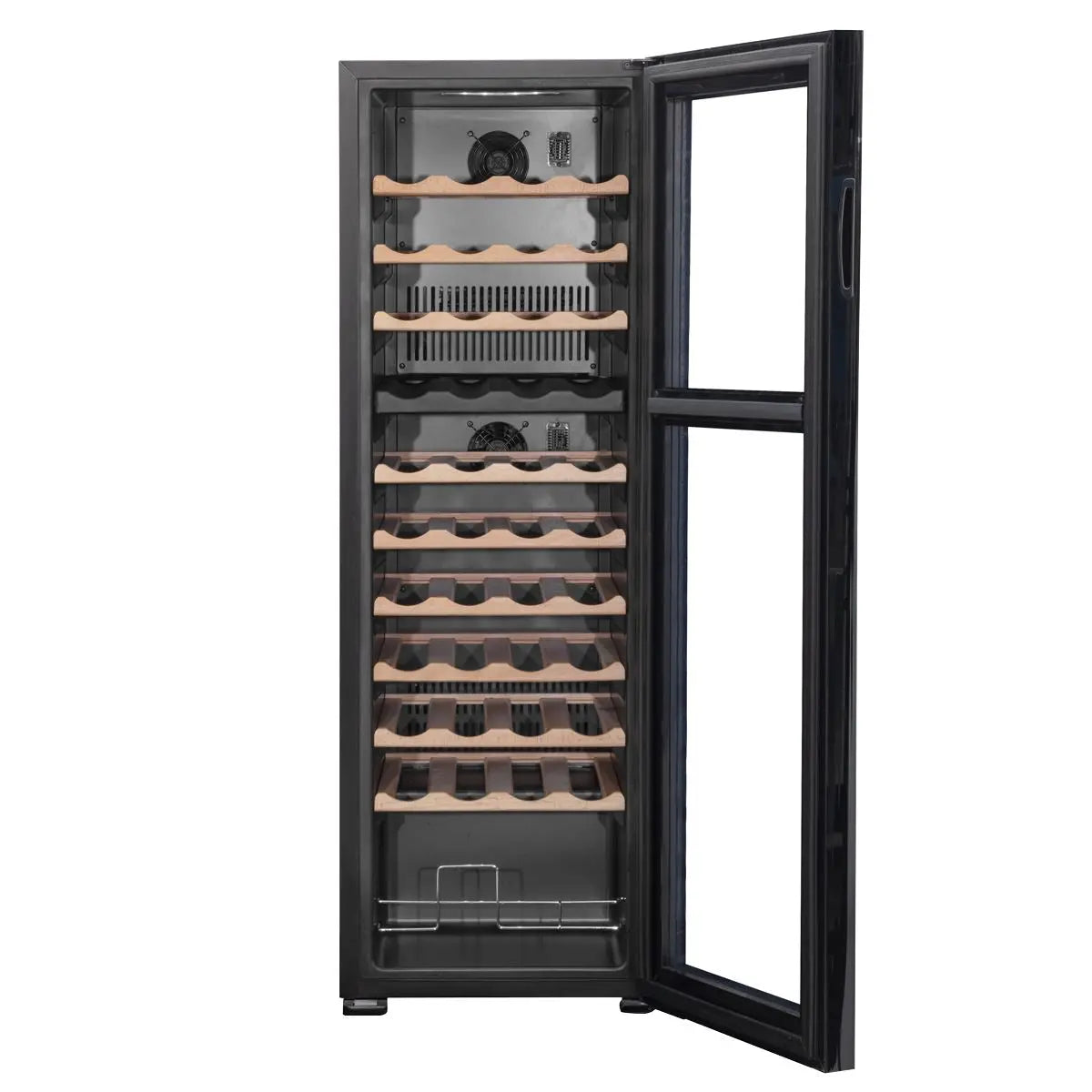Baridi 44 Bottle Dual Zone Wine Cooler, Fridge with Digital Touchscreen Controls, Wooden Shelves & LED Light, Black  White Rose Tools