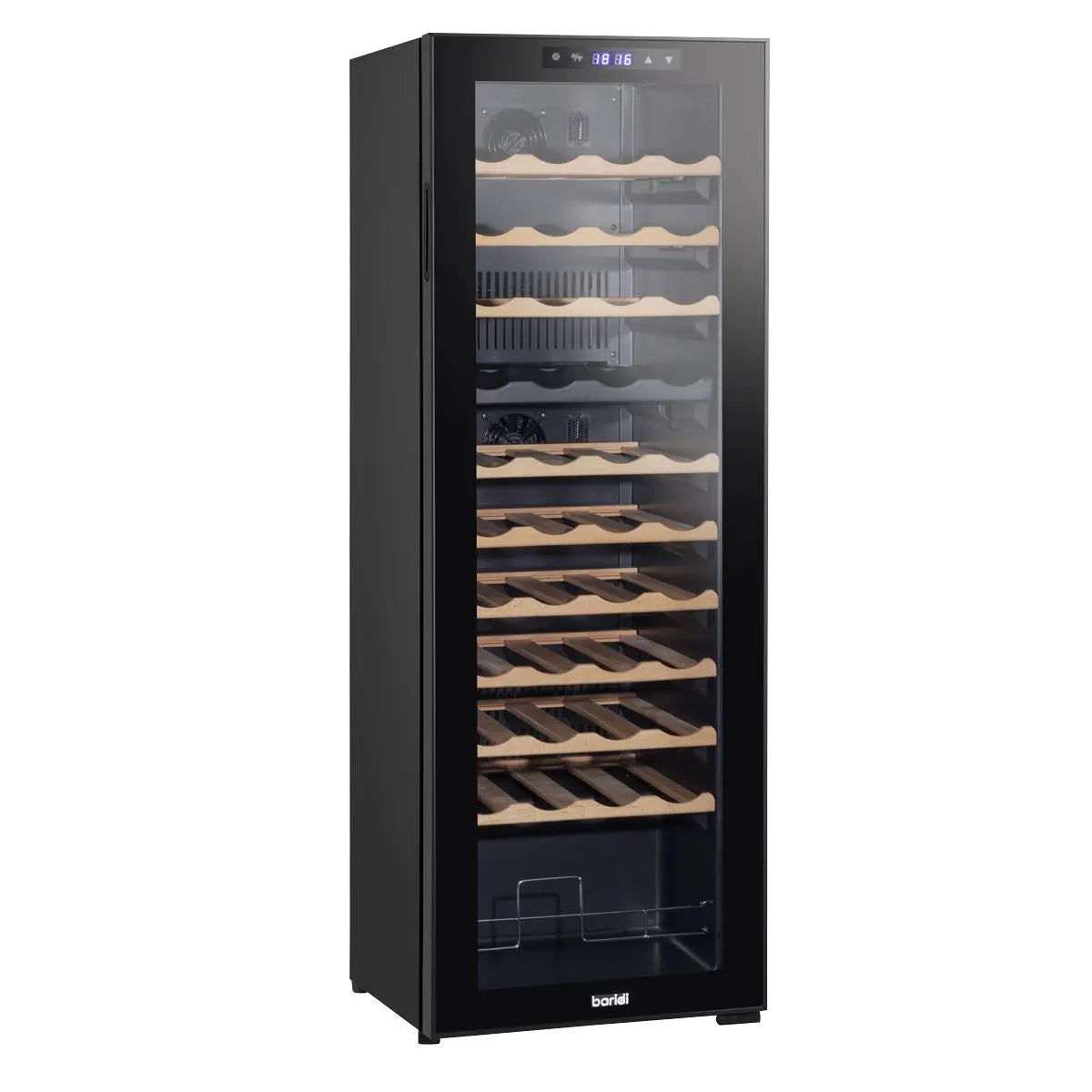 Baridi 44 Bottle Dual Zone Wine Cooler, Fridge with Digital Touchscreen Controls, Wooden Shelves & LED Light, Black  White Rose Tools