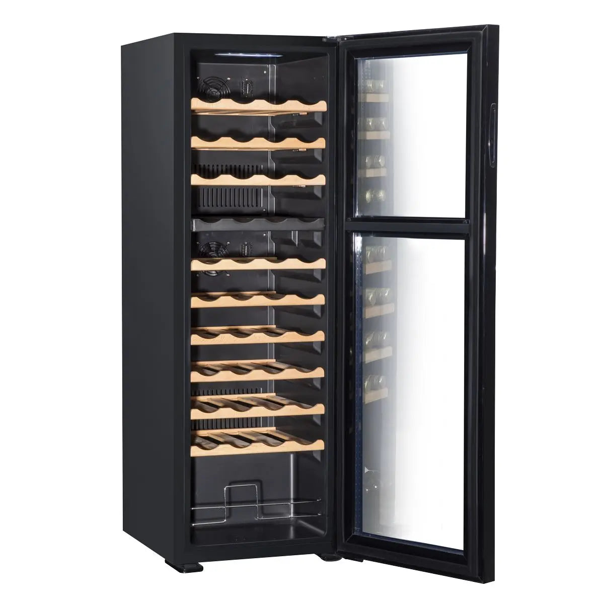 Baridi 44 Bottle Dual Zone Wine Cooler, Fridge with Digital Touchscreen Controls, Wooden Shelves & LED Light, Black  White Rose Tools