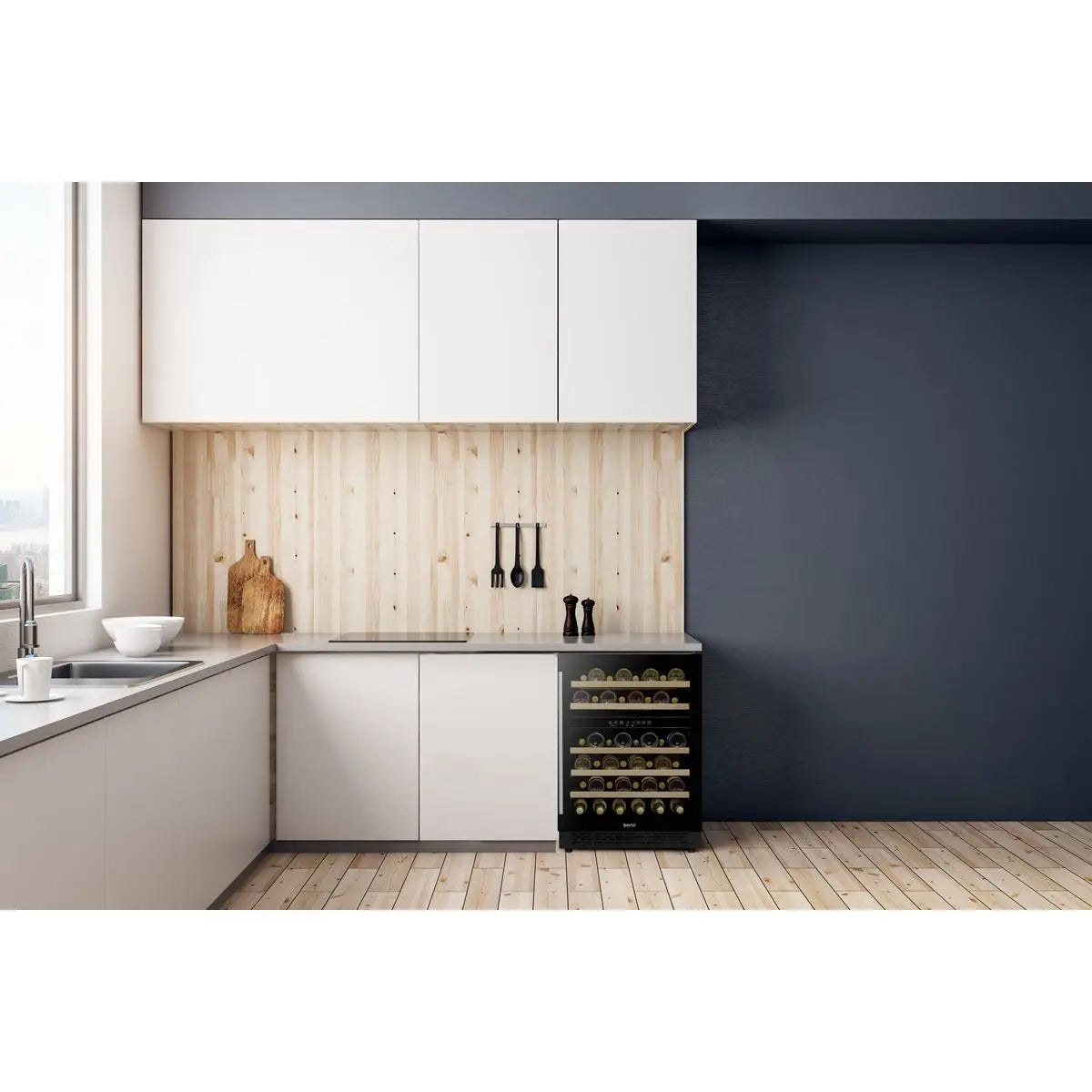 Baridi 46 Bottle Wine Cellar Fridge with Digital Touch Screen Controls, Black White Rose Tools