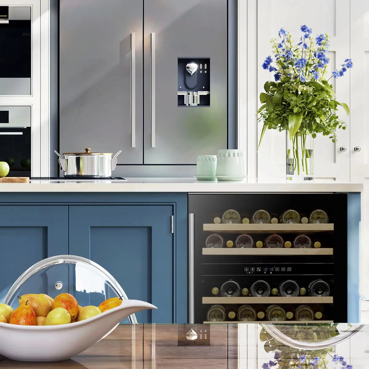 Baridi 46 Bottle Wine Cellar Fridge with Digital Touch Screen Controls, Black White Rose Tools