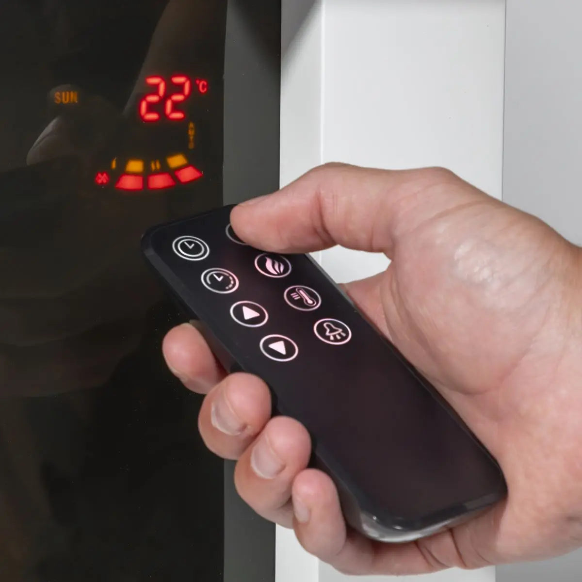 Baridi 46” Wall Mounting 1000W/2000W Electric Fireplace with LED Flame Effects, Side Glass Decoration and Pebble Accessories, White  White Rose Tools