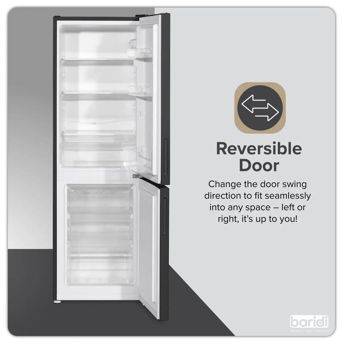 Baridi 47cm 70/30 Fridge Freezer, 157L Capacity Low Frost  White Rose Tools