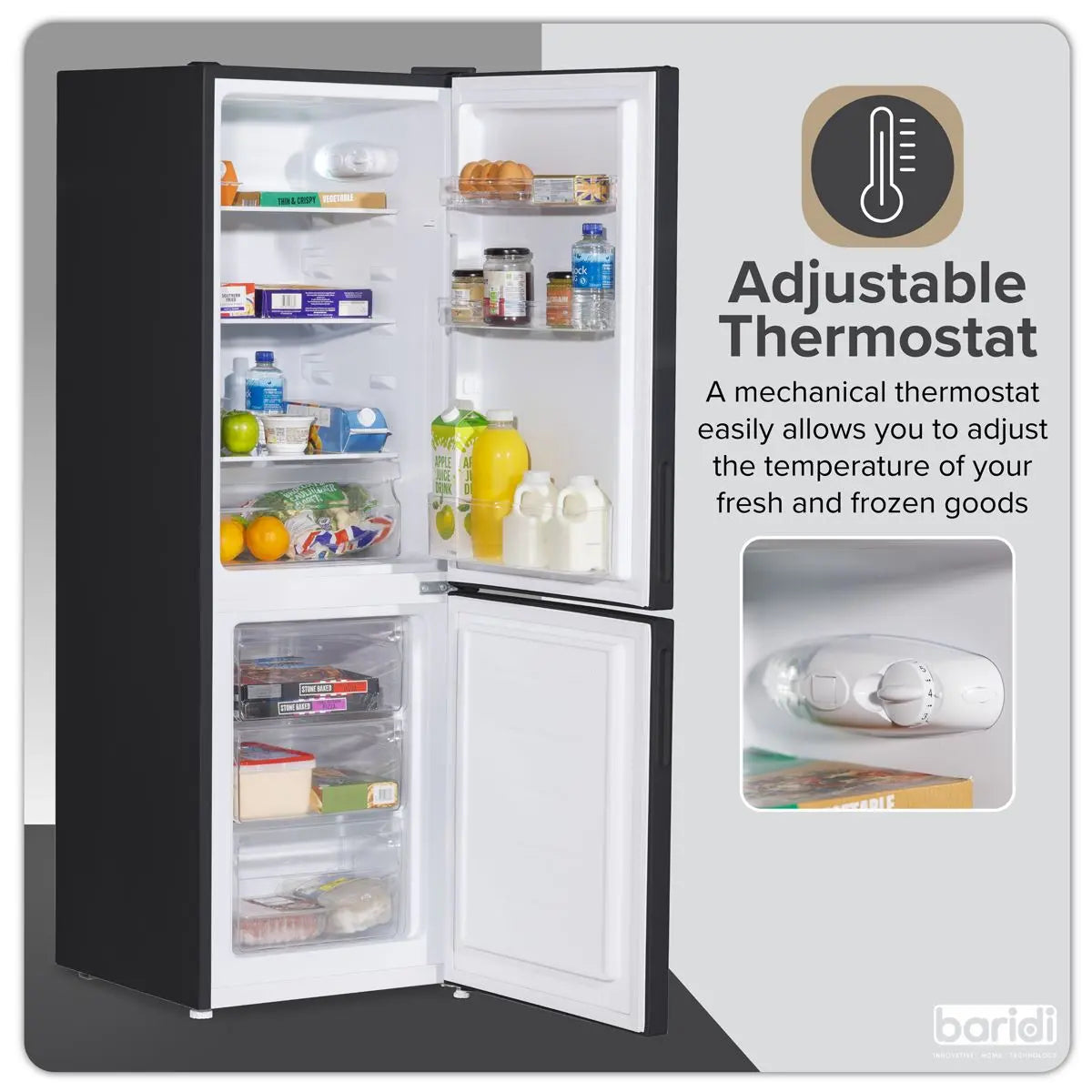 Baridi 47cm 70/30 Fridge Freezer, 157L Capacity Low Frost  White Rose Tools