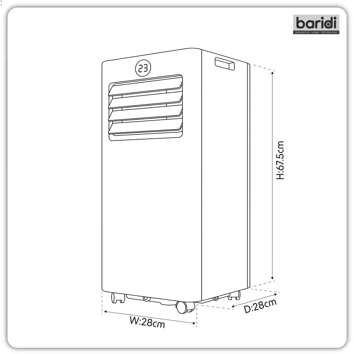 Baridi 5-in-1 Portable Air Conditioner/Dehumidifier/Air Cooler with Window Sealing Kit 9,000Btu/hr - White White Rose Tools