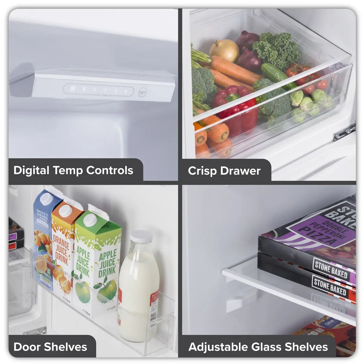 Baridi 50/50 Smart Frost Fridge Freezer 254L Capacity – White White Rose Tools
