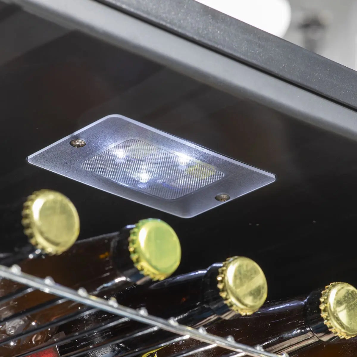 Baridi 50L Tabletop Beer & Drinks Mini Fridge with Light 3-10°C - Black & Glass  White Rose Tools