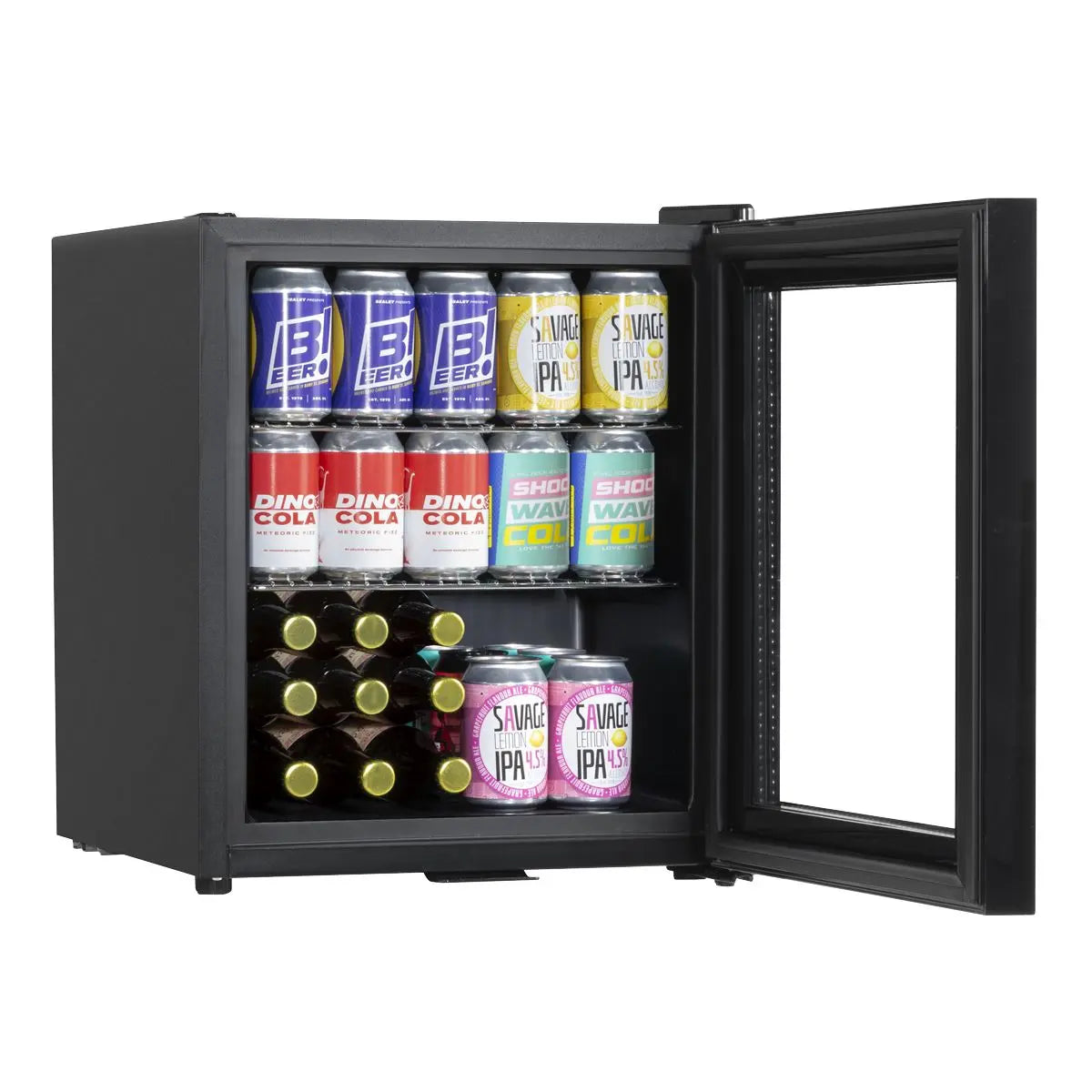 Baridi 50L Tabletop Beer & Drinks Mini Fridge with Light 3-10°C - Black & Glass  White Rose Tools