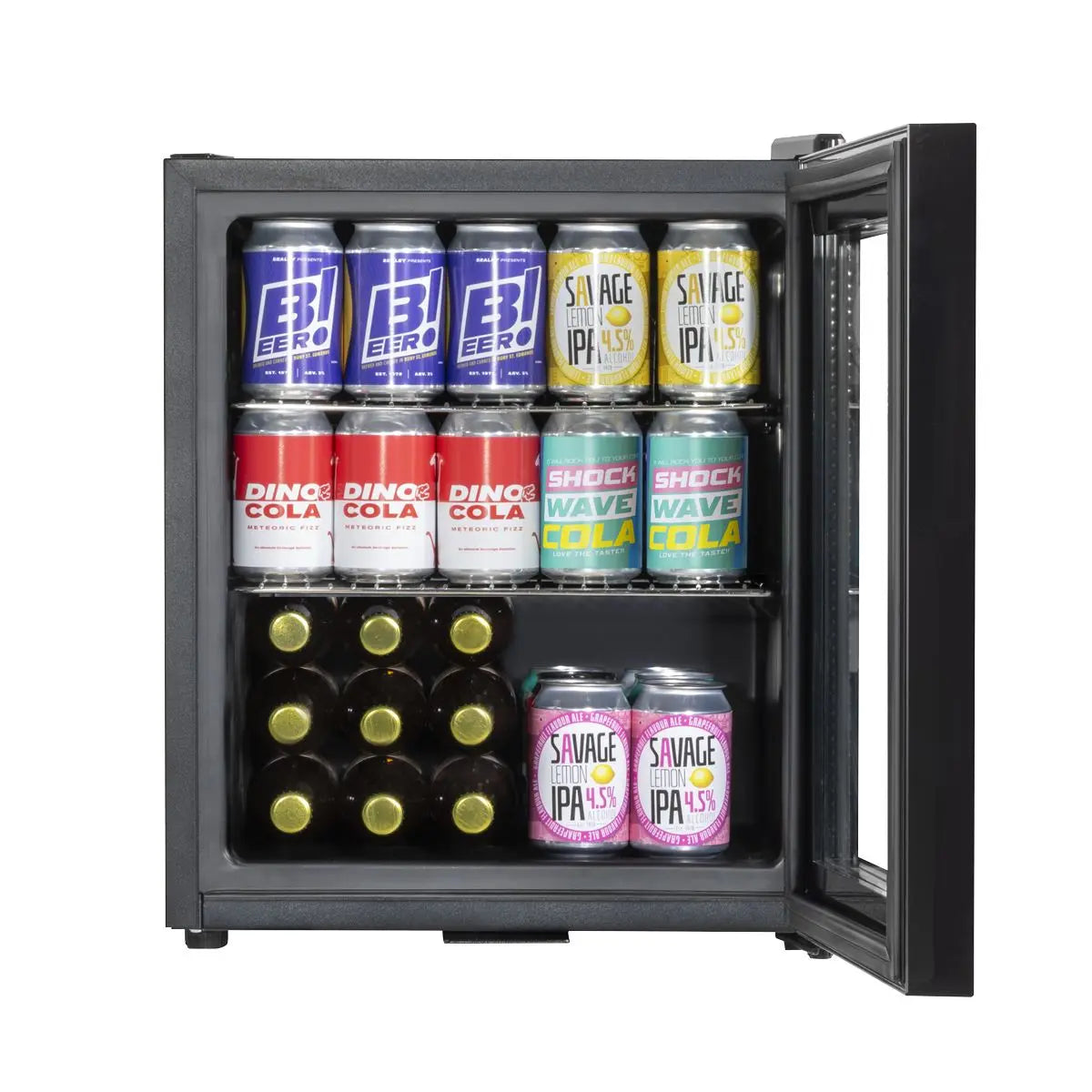 Baridi 50L Tabletop Beer & Drinks Mini Fridge with Light 3-10°C - Black & Glass  White Rose Tools