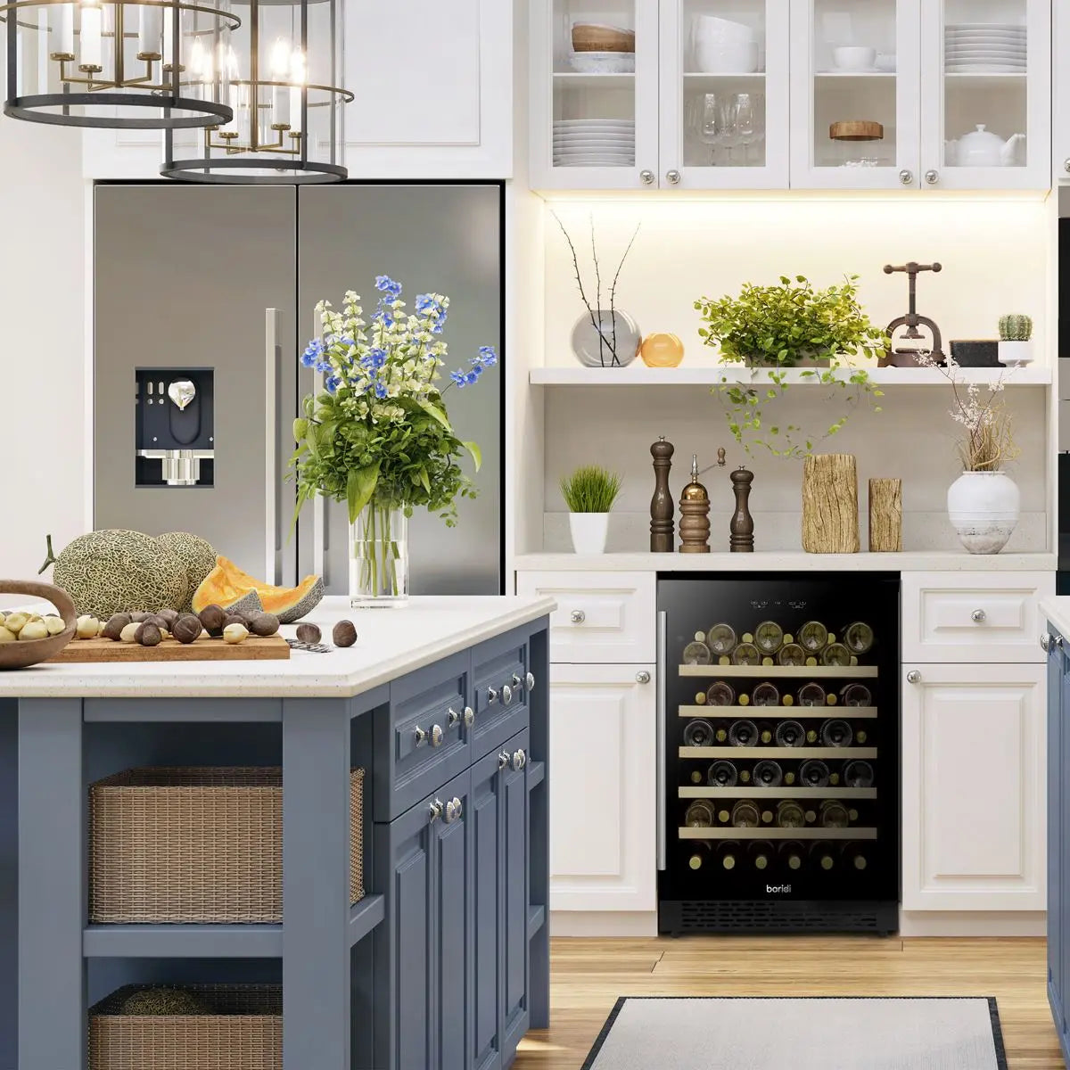 Baridi 54 Bottle Wine Cellar Fridge with Digital Touch Screen Controls, Black White Rose Tools