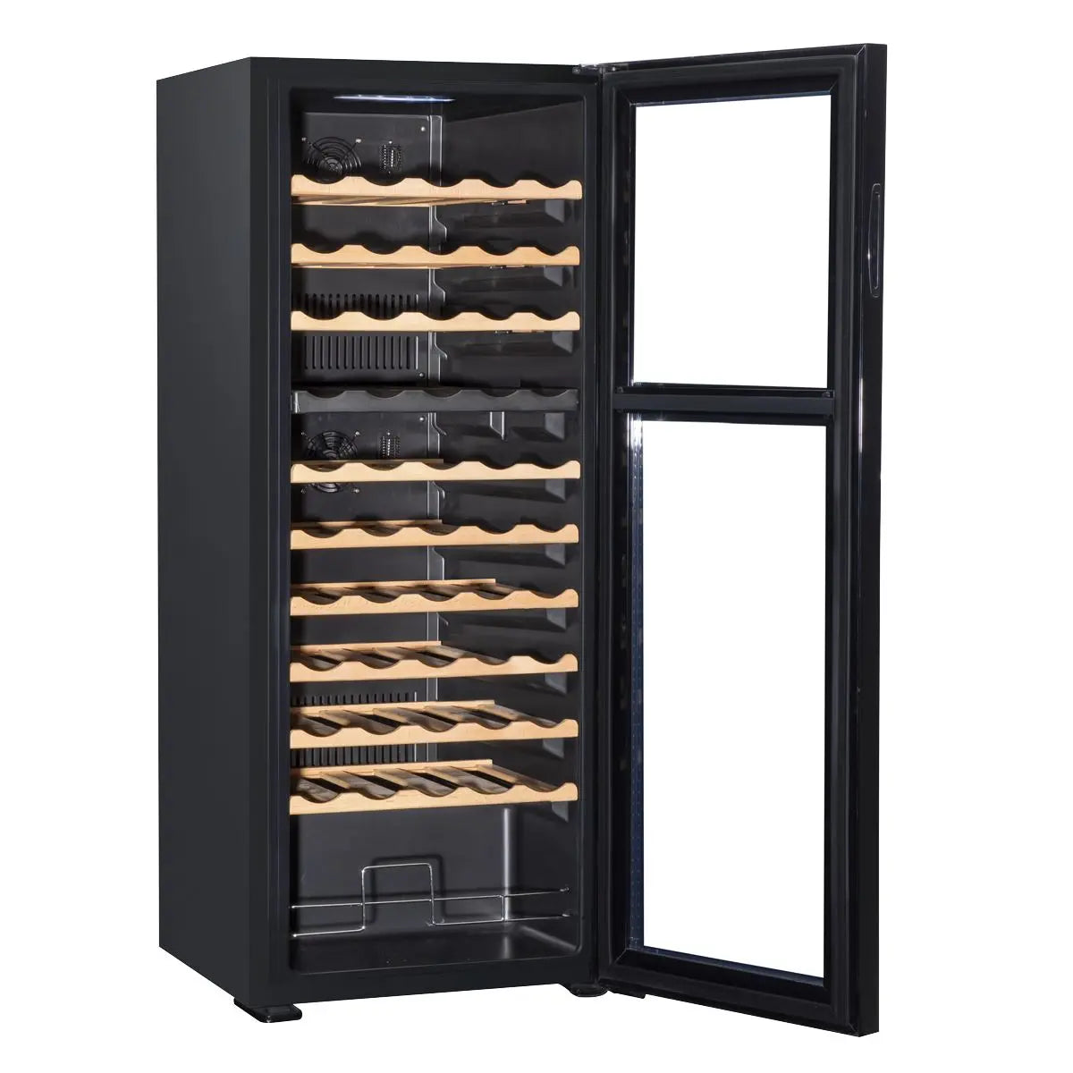 Baridi 55 Bottle Dual Zone Wine Cooler, Fridge with Digital Touchscreen Controls, Wooden Shelves & LED Light, Black White Rose Tools