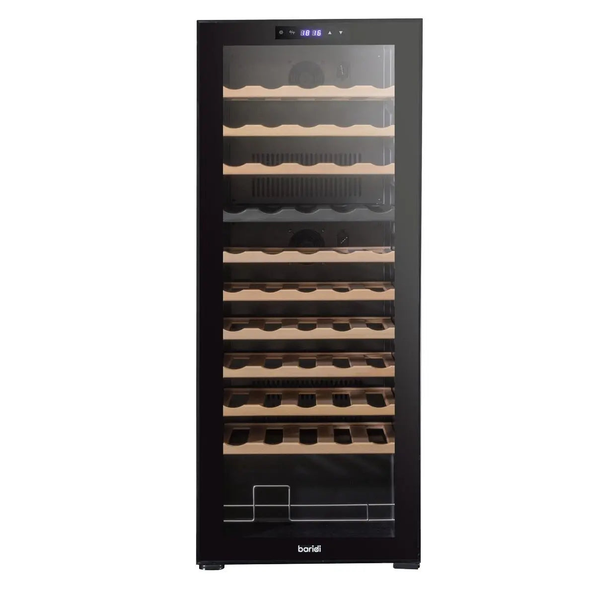 Baridi 55 Bottle Dual Zone Wine Cooler, Fridge with Digital Touchscreen Controls, Wooden Shelves & LED Light, Black White Rose Tools