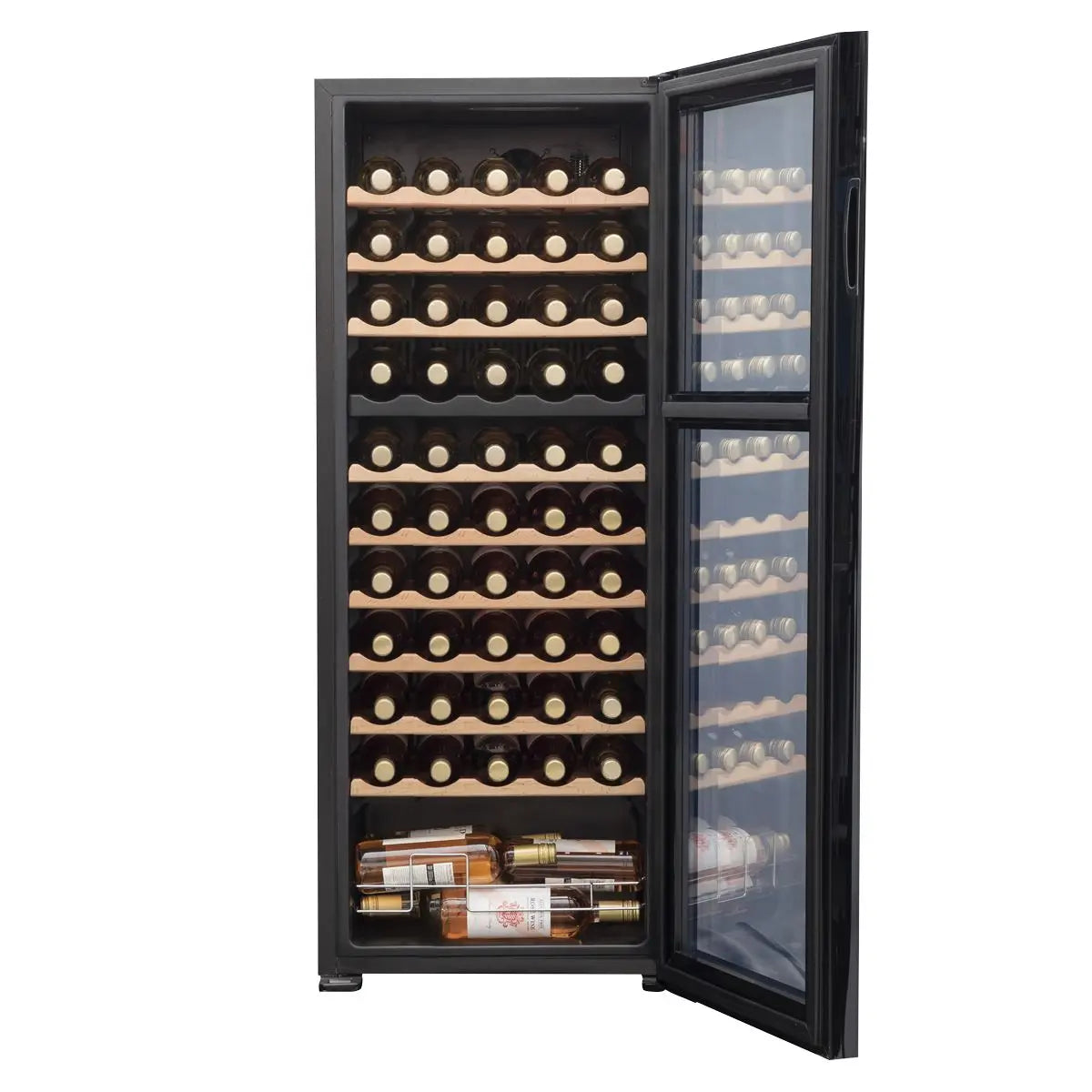 Baridi 55 Bottle Dual Zone Wine Cooler, Fridge with Digital Touchscreen Controls, Wooden Shelves & LED Light, Black White Rose Tools