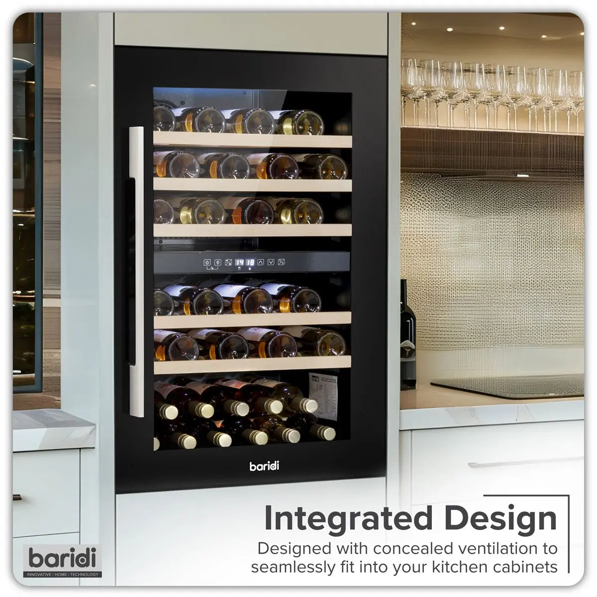 Baridi 57 Bottle Dual Zone Wine Fridge & Cooler 60cm  White Rose Tools