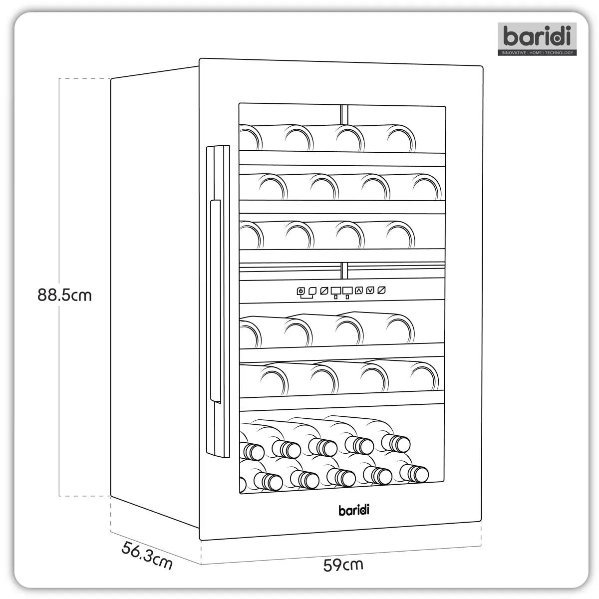 Baridi 57 Bottle Dual Zone Wine Fridge & Cooler 60cm  White Rose Tools