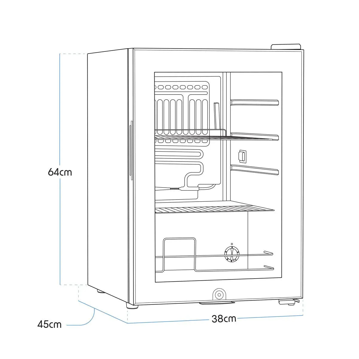 Baridi 60L Beer & Drinks Fridge with LED Light, Black and Glass Door  White Rose Tools