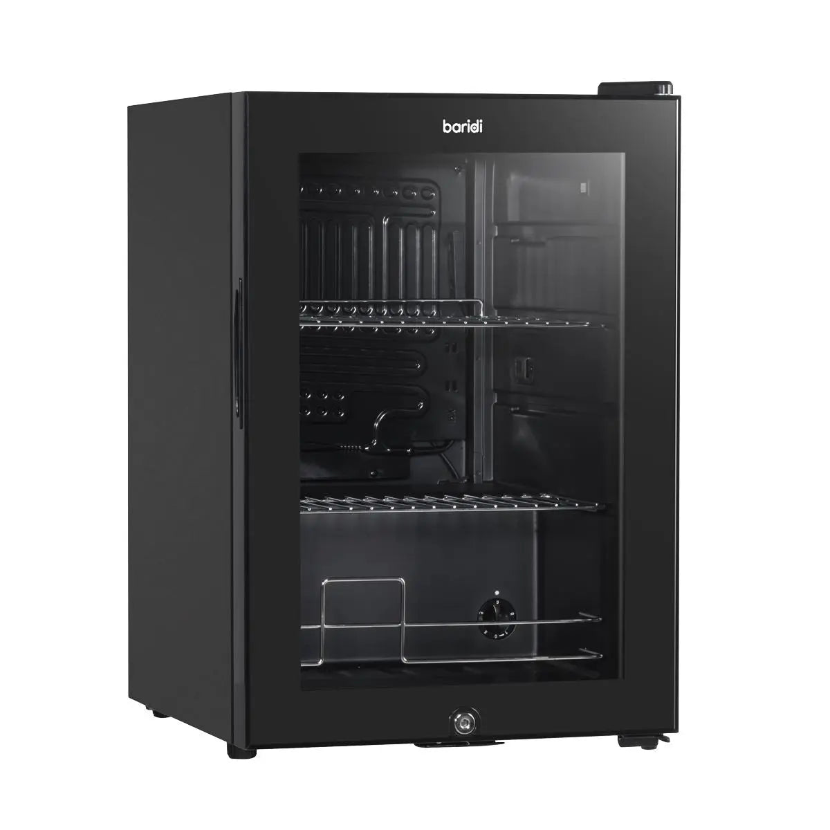 Baridi 60L Beer & Drinks Fridge with LED Light, Black and Glass Door  White Rose Tools