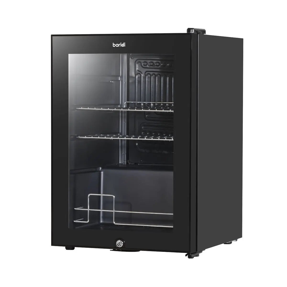 Baridi 60L Beer & Drinks Fridge with LED Light, Black and Glass Door  White Rose Tools