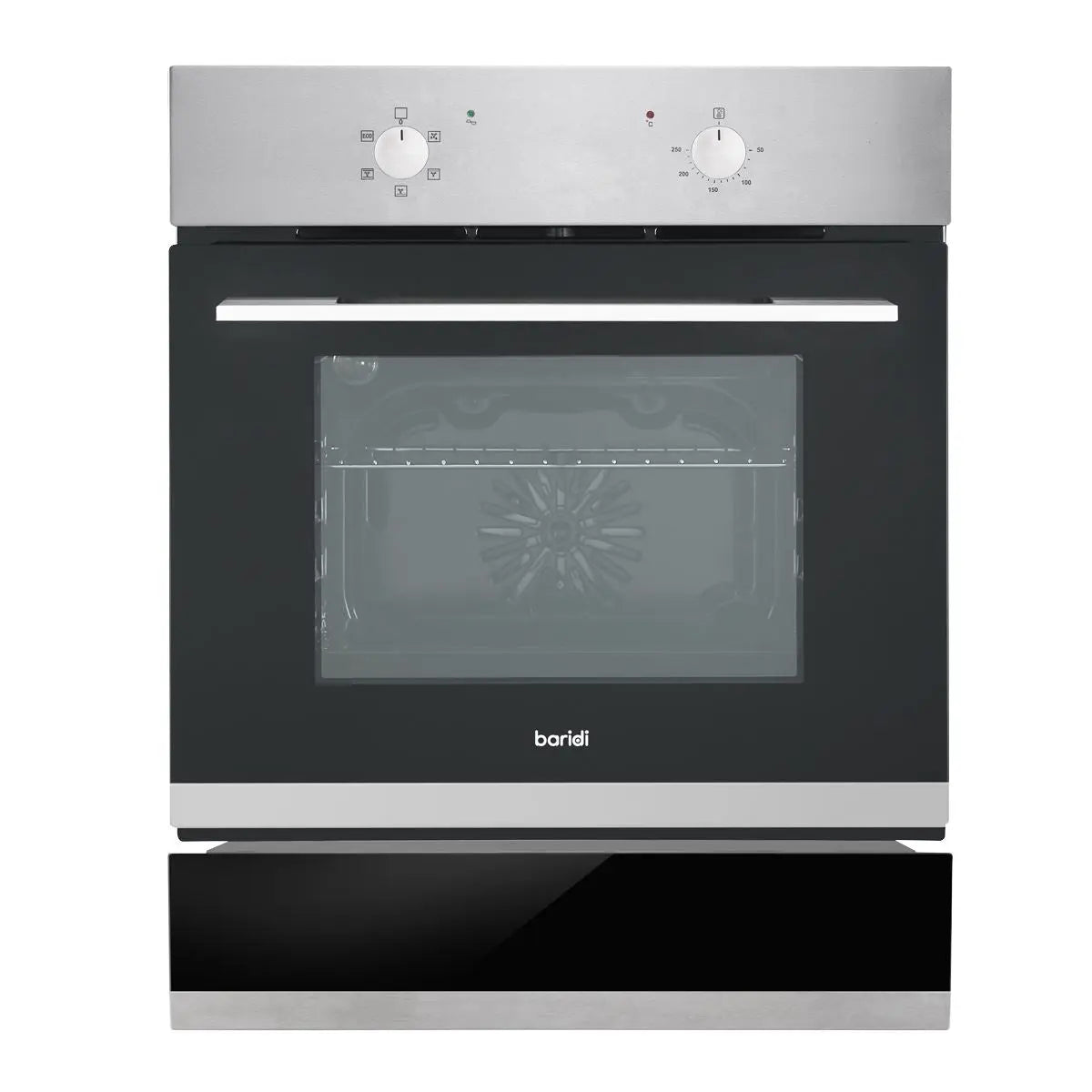 Baridi 60cm 4-Function Fan-Assisted Oven & 60cm Warming Drawer Bundle, Stainless Steel White Rose Tools