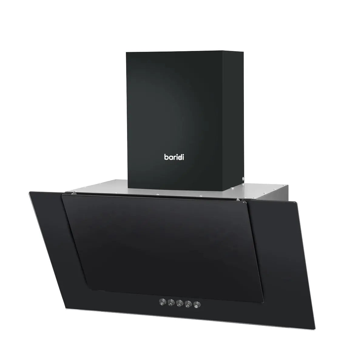 Baridi 60cm Angled Chimney Cooker Hood with Carbon Filters, LED Lamp, Energy Class B, Black Glass White Rose Tools