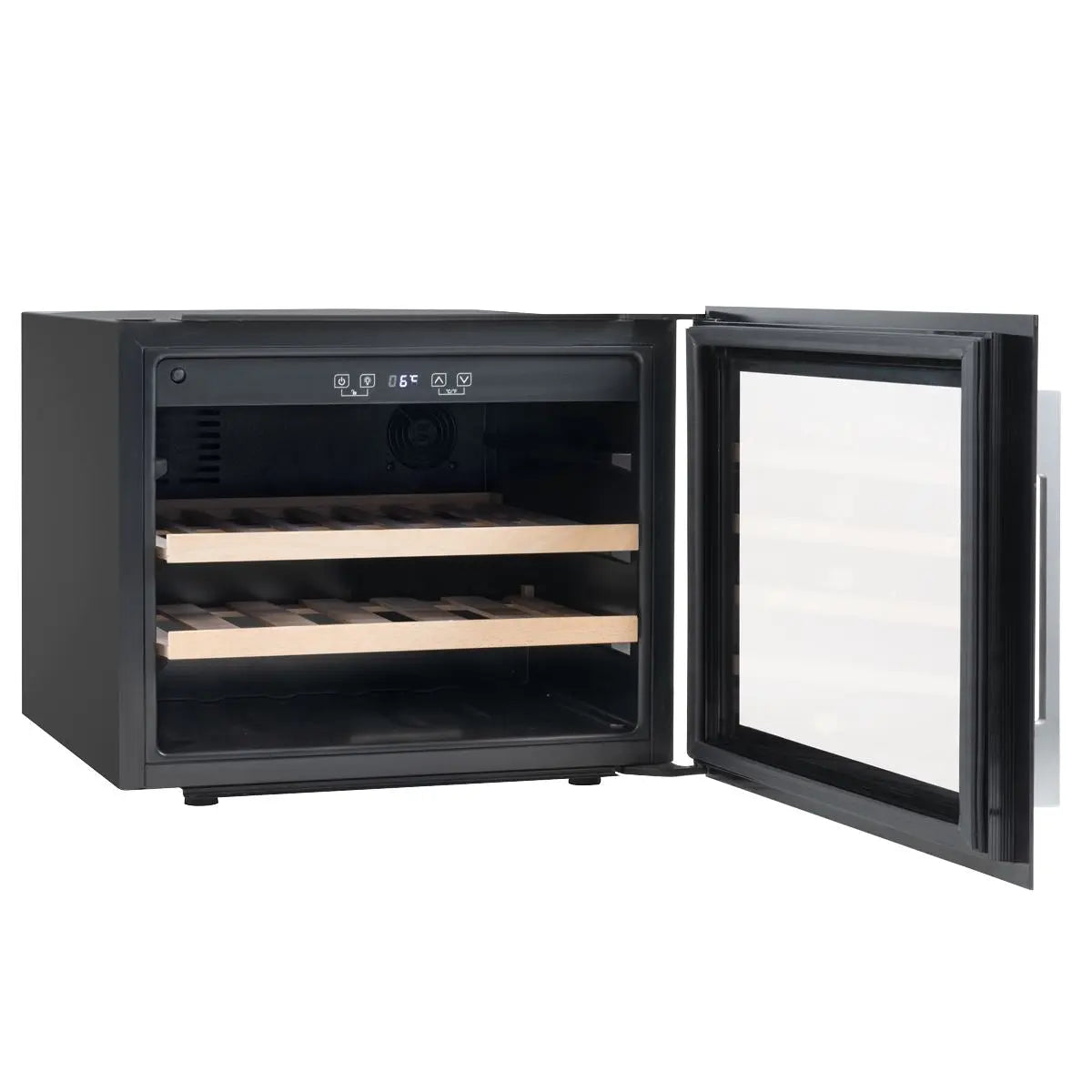 Baridi 60cm Built-In 28 Bottle Wine Cooler with Beech Wood Shelves and Internal LED Light, Black  White Rose Tools