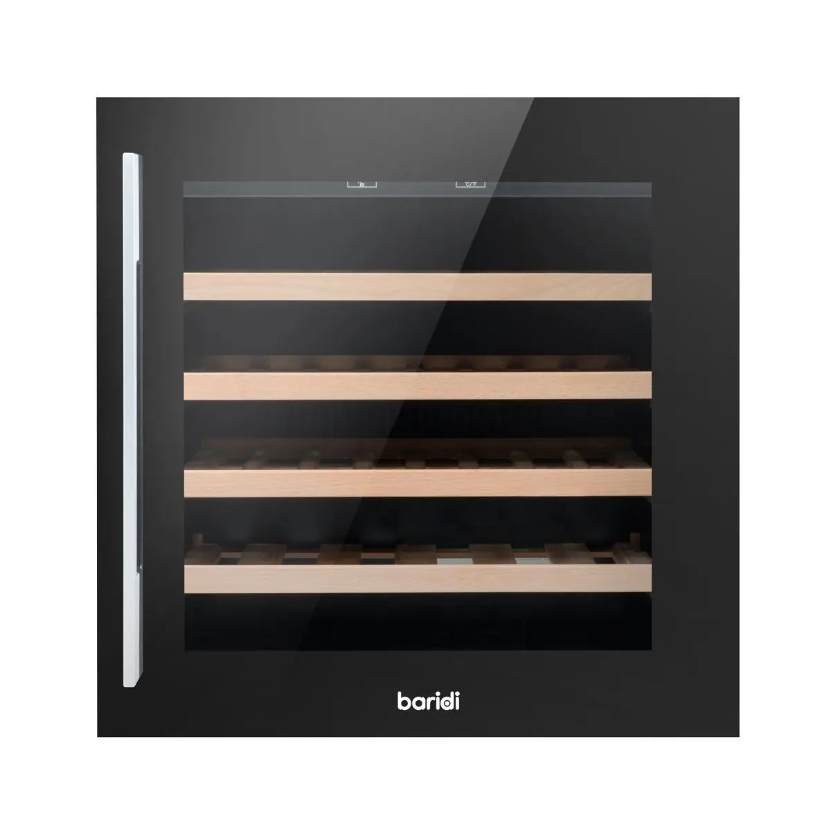 Baridi 60cm Built-In 36 Bottle Wine Cooler with Beech Wood Shelves and Internal LED Light, Black  White Rose Tools