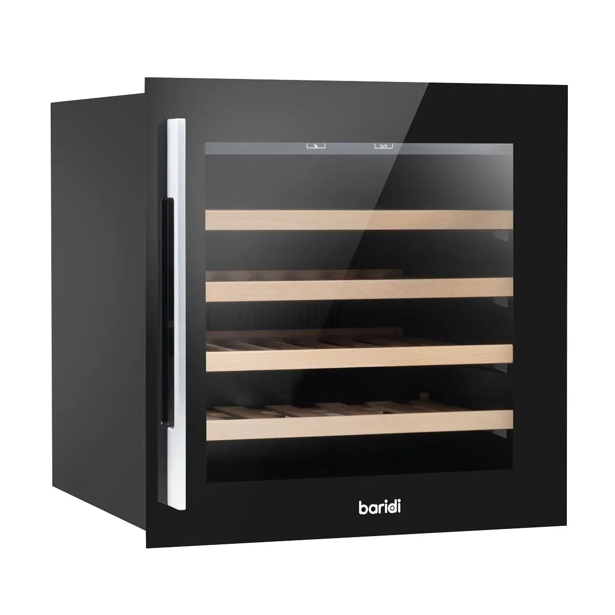 Baridi 60cm Built-In 36 Bottle Wine Cooler with Beech Wood Shelves and Internal LED Light, Black  White Rose Tools