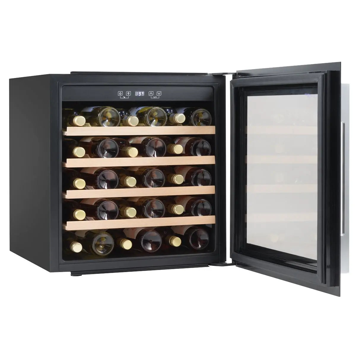 Baridi 60cm Built-In 36 Bottle Wine Cooler with Beech Wood Shelves and Internal LED Light, Black  White Rose Tools